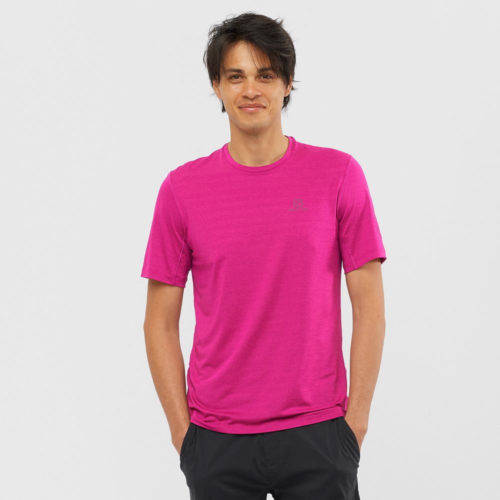 SALOMON OUTLINE Philippines - Men's Tee Shirt - Purple | 927068-SJM